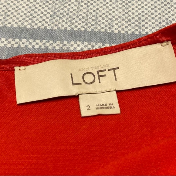 LOFT tomato red midi dress. - Picture 2 of 3